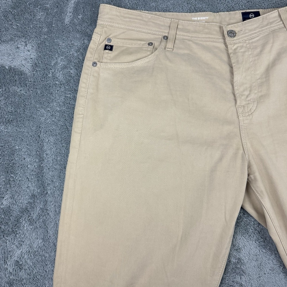 AG Adriano Goldschmied Pants Mens 38x29 Tag 38x32 Beige Everett Slim Straight - Picture 6 of 11